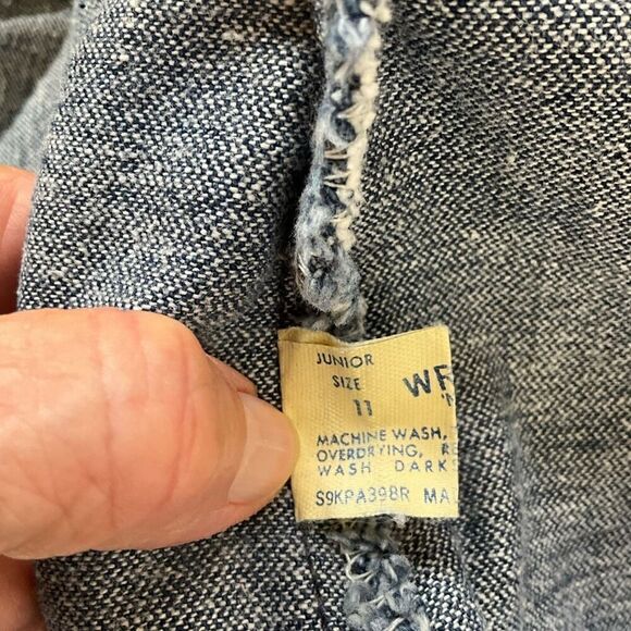 Wrangler Juniors Size 11 Button Front Denim Jean Midi Skirt Blue Dark Wash - Picture 10 of 11